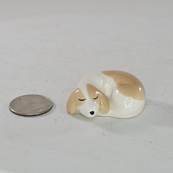 Vintage Szeiler England Puppy Dog Sleeping Miniature Figurine - Picture 6 of 7